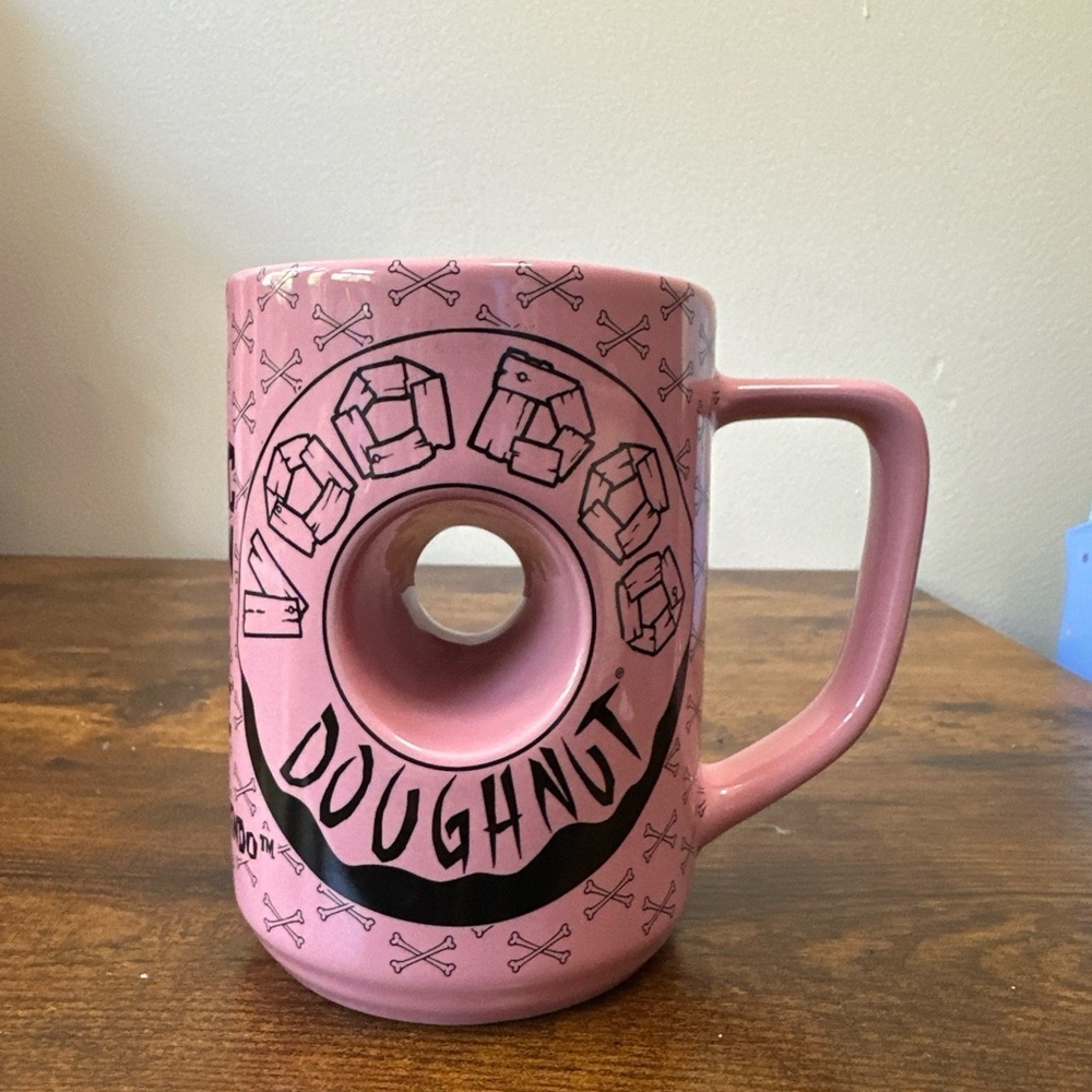 Voodoo Doughnut Pink Ceramic Mug "The Magic Is In The Hole" Donut Hole Novelty